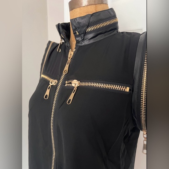 Double Zero Black Sheer Too with Gold Zip Accents Brand New! S - Picture 3 of 9